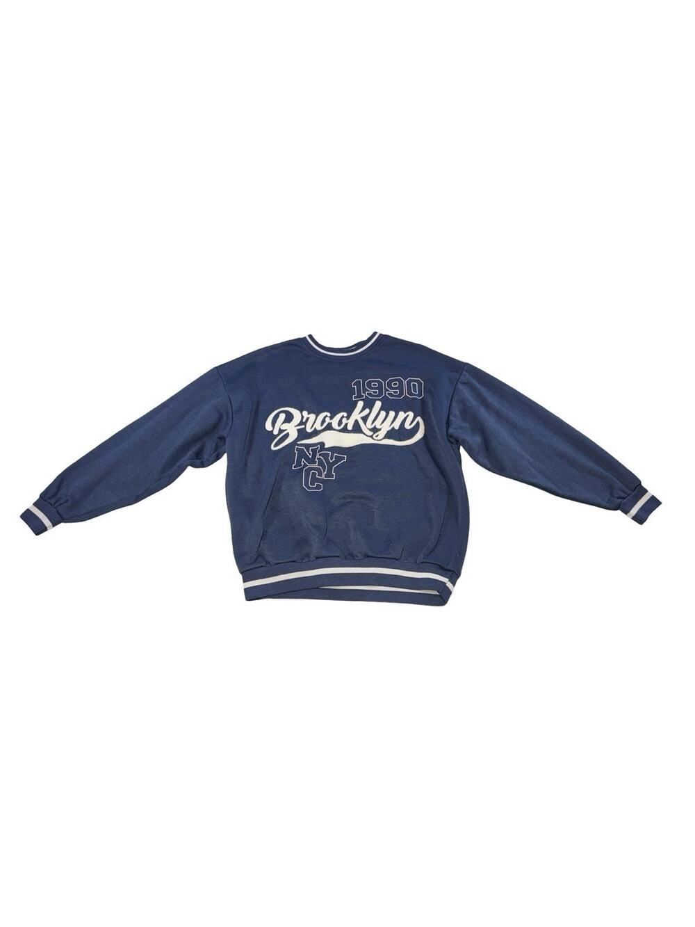 Brooklyn NYC 1990 Crewneck Sweatshirt Men’s Small Blue Graphic Pullover